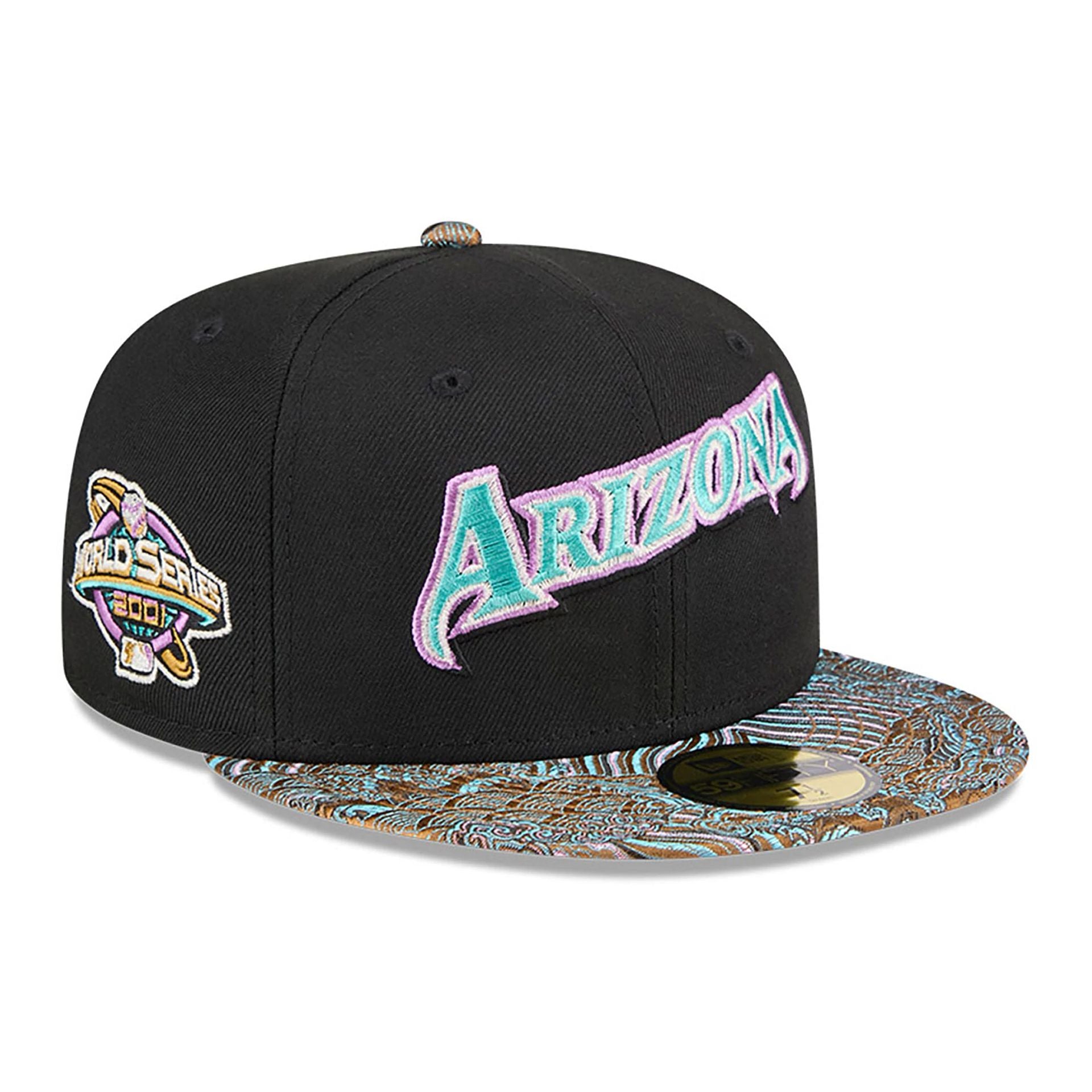 This is a Arizona Diamondbacks Jacquard Visor Black 59FIFTY Fitted Cap 1