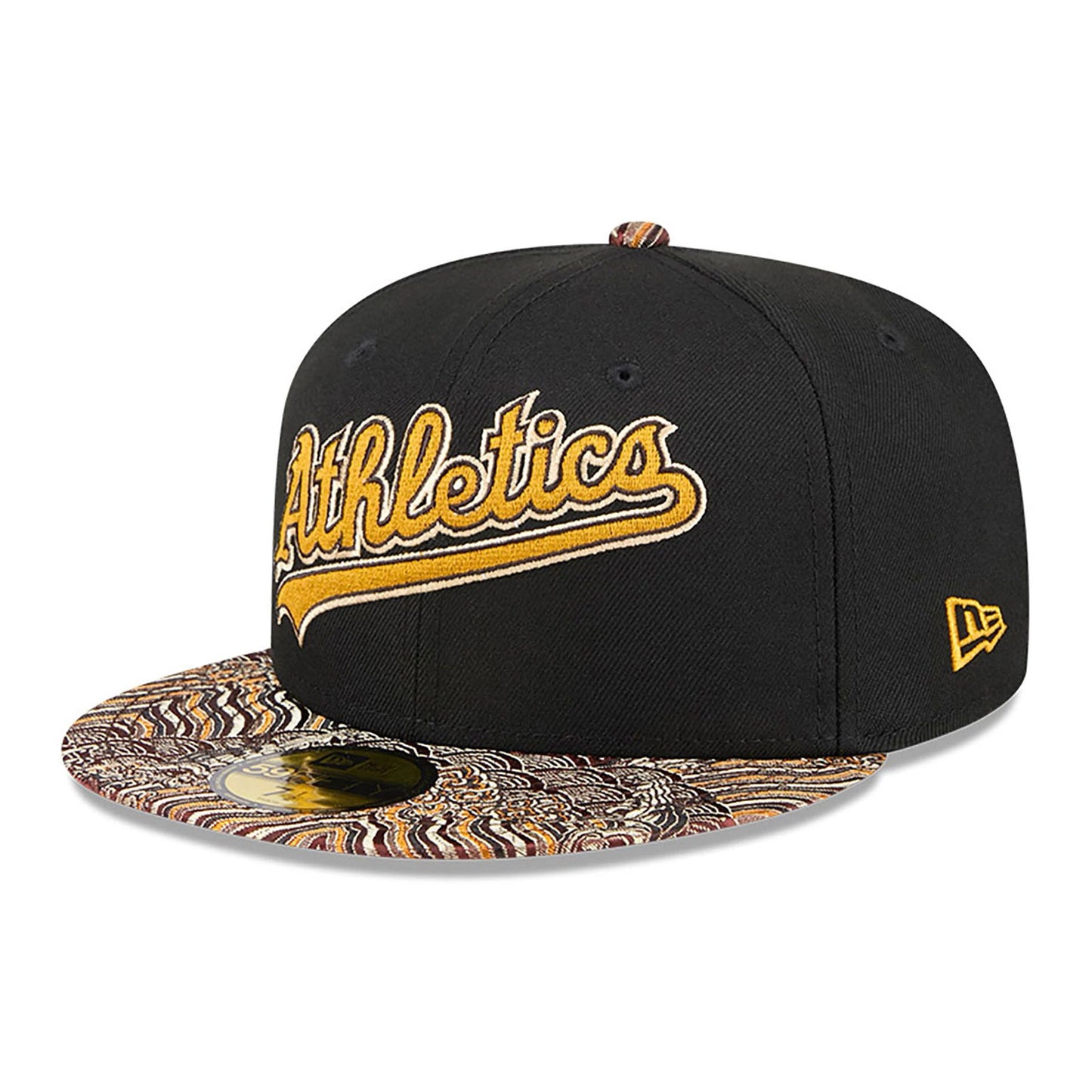 This is a Oakland Athletics Jacquard Visor Black 59FIFTY Fitted Cap 4