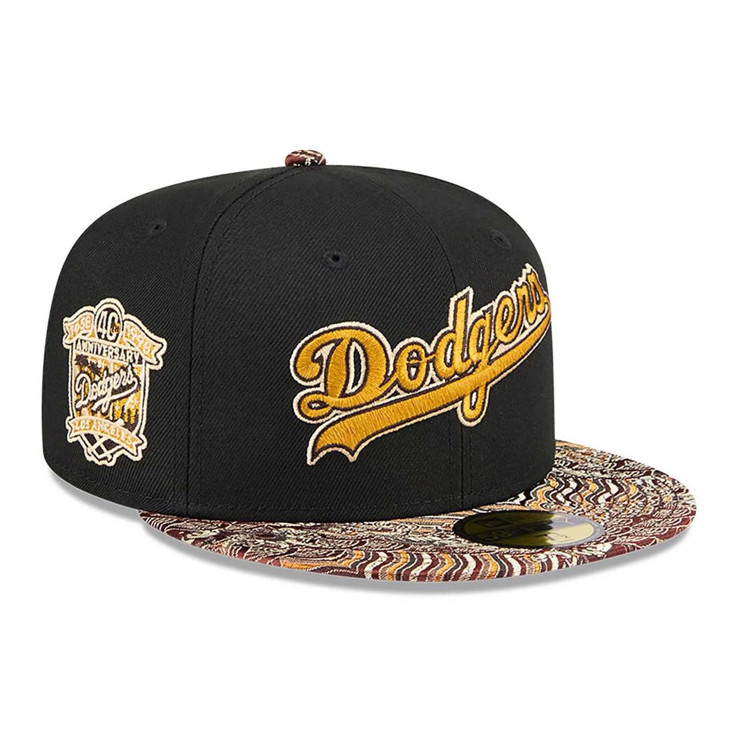 This is a LA Dodgers Jacquard Visor Black 59FIFTY Fitted Cap 1