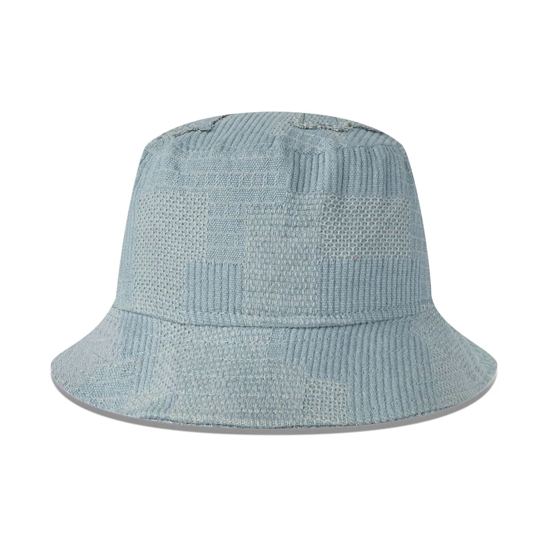 This is a New York Yankees Patch Denim Light Blue Bucket Hat 2