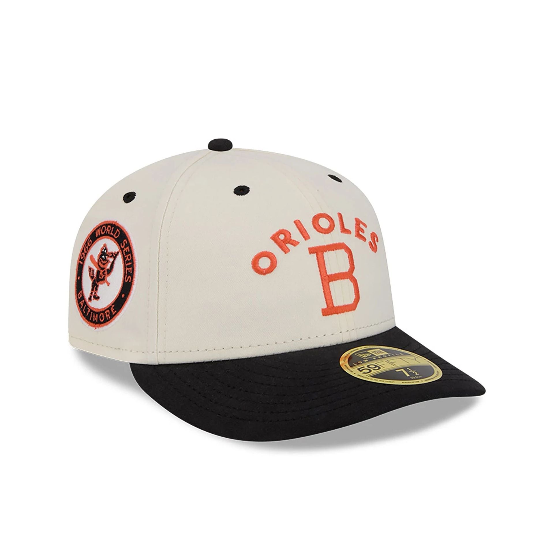 This is a Baltimore Orioles Vintage Stack White Low Profile 59FIFTY Fitted Cap 1