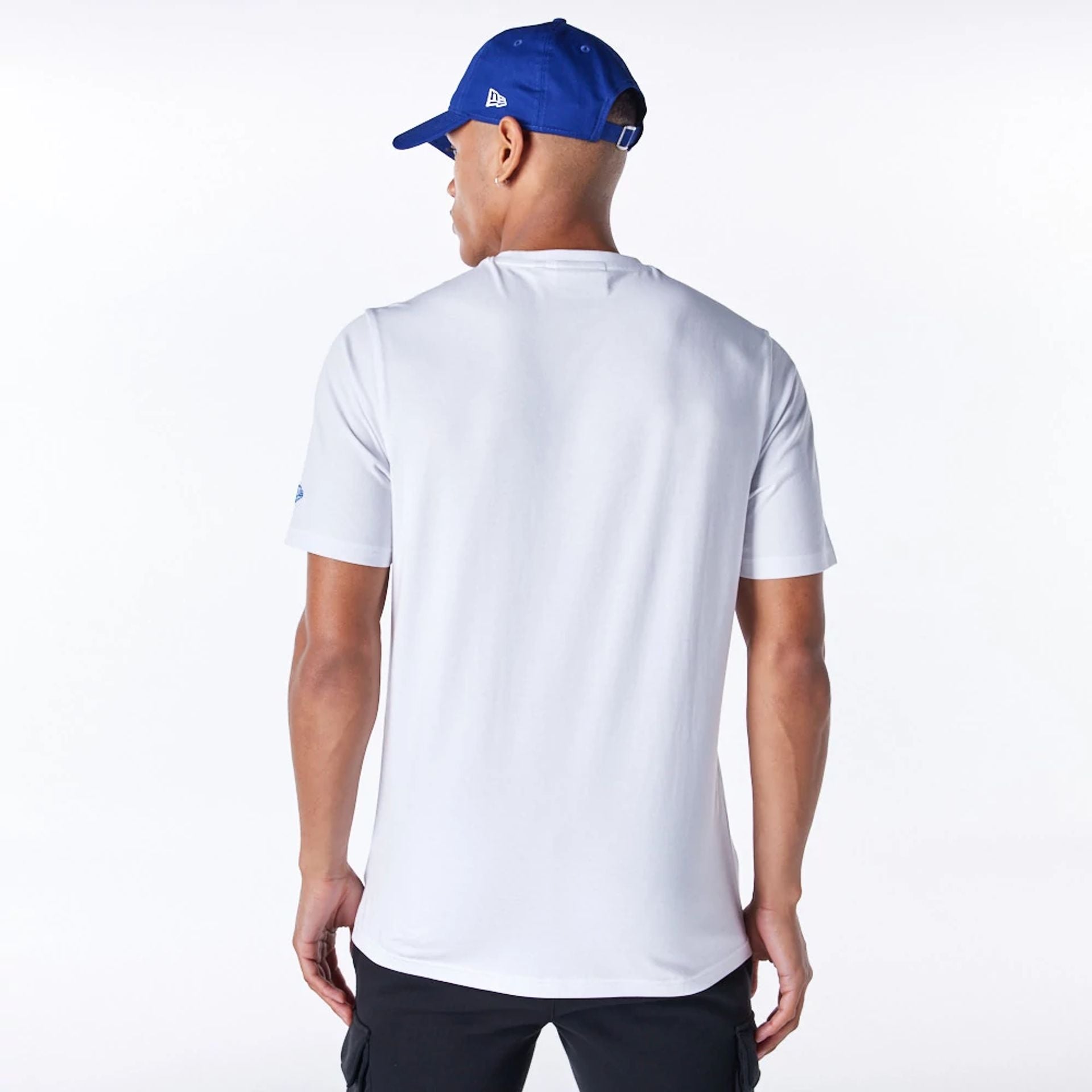 The Male model is wearing LA Dodgers MLB Baseball Graphic White T-Shirt 4