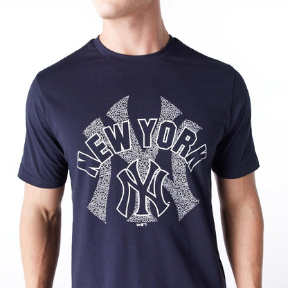 The Male model is wearing New York Yankees MLB Team Logo Graphic Navy T-Shirt 6