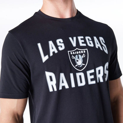 The Male model is wearing Las Vegas Raiders NFL Graphic Black and White T-Shirt 4