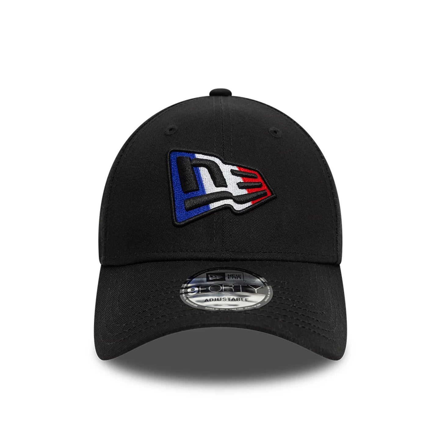 This is a New Era French Country Flag Infill Black 9FORTY Adjustable Cap 3