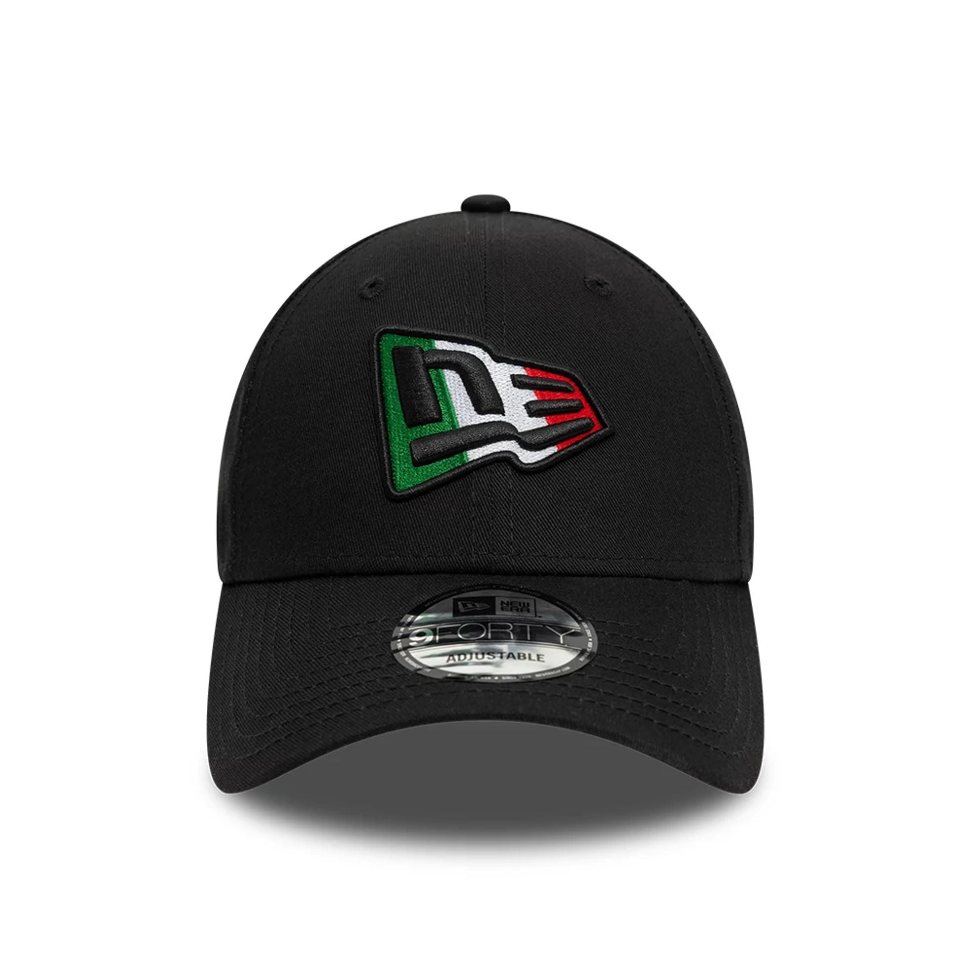 This is a New Era Italian Country Flag Infill Black 9FORTY Adjustable Cap 6