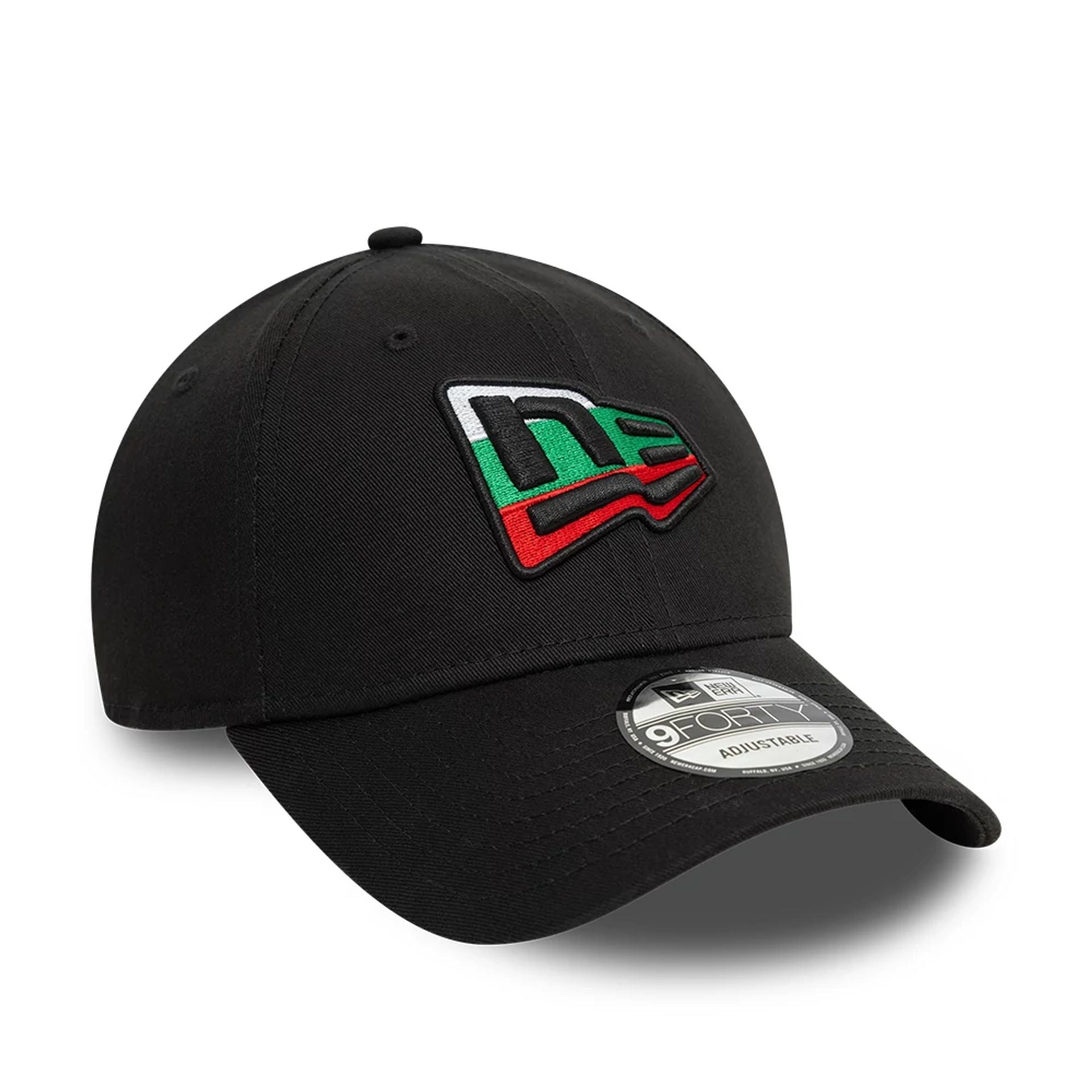 This is a New Era Bulgarian Country Flag Infill Black 9FORTY Adjustable Cap 1