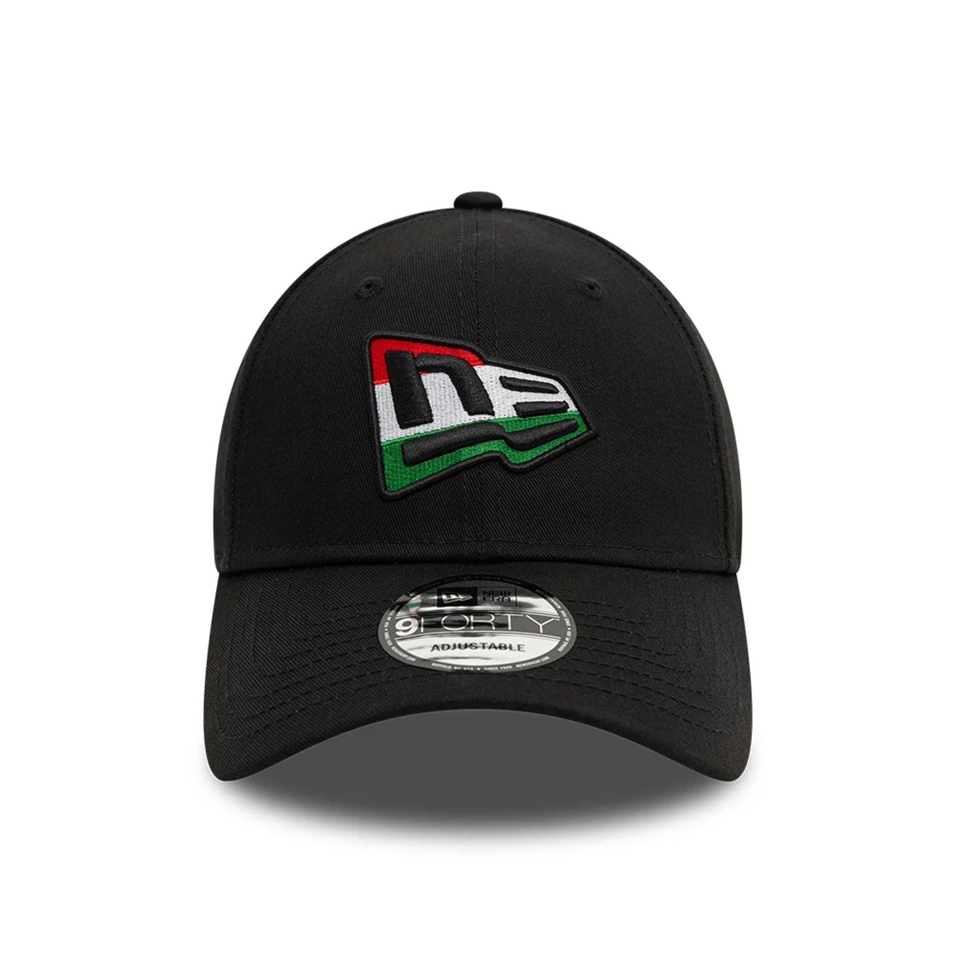 This is a New Era Hungarian Country Flag Infill Black 9FORTY Adjustable Cap 7