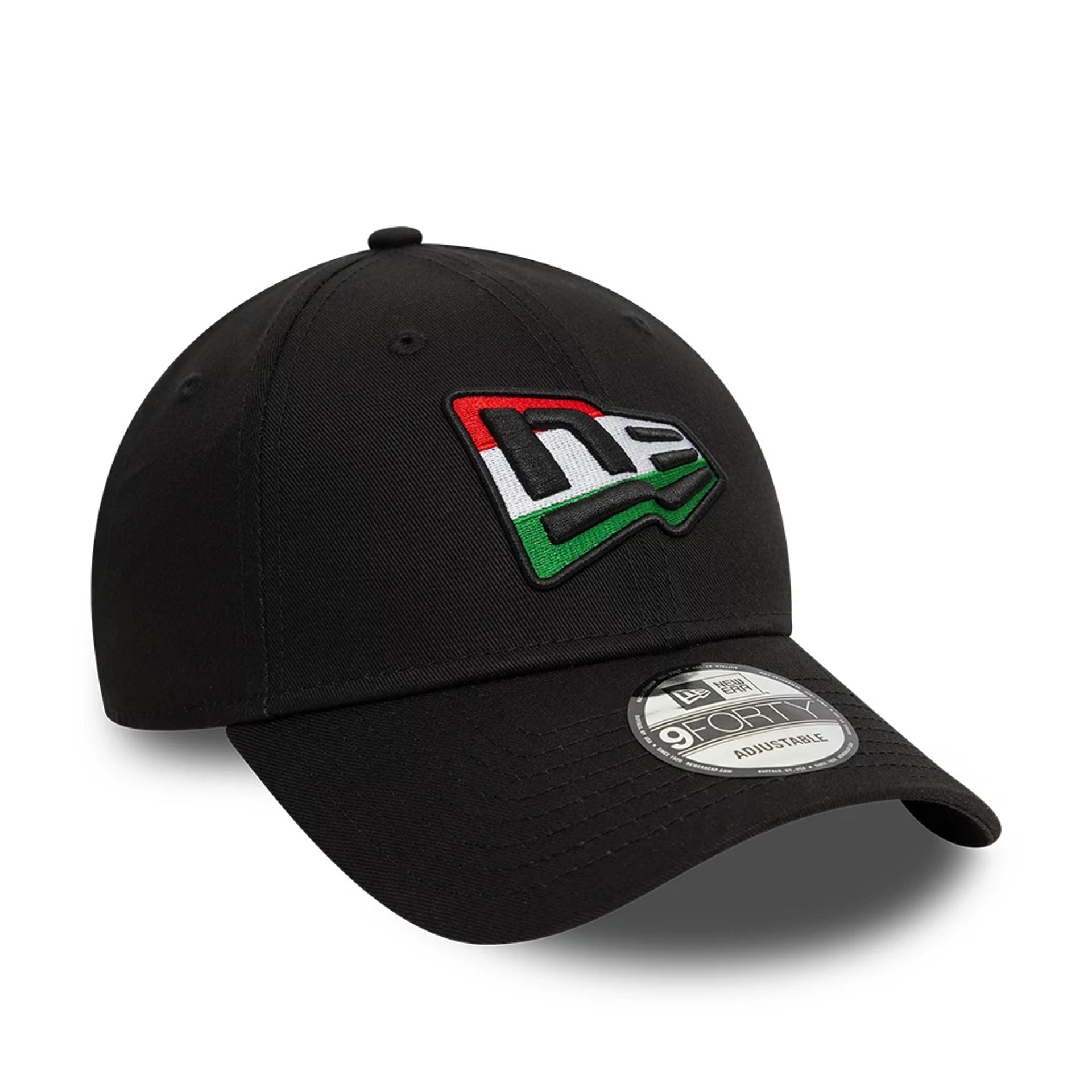 This is a New Era Hungarian Country Flag Infill Black 9FORTY Adjustable Cap 6