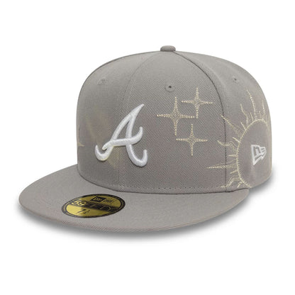 This is a Atlanta Braves MLB Zodiac Grey 59FIFTY Fitted Cap 1