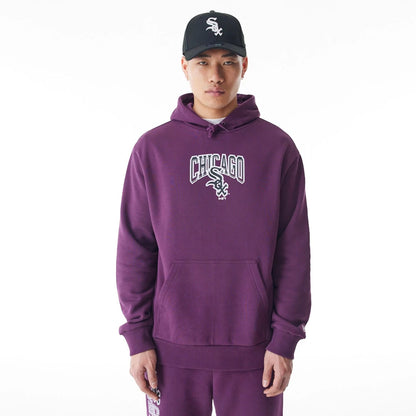 The Male model is wearing Chicago White Sox MLB Gradient Dark Purple Oversized Pullover Hoodie  1