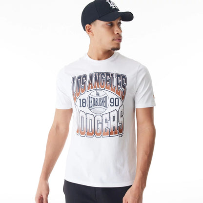 The Male model is wearing LA Dodgers MLB Gradient Graphic White T-Shirt  3