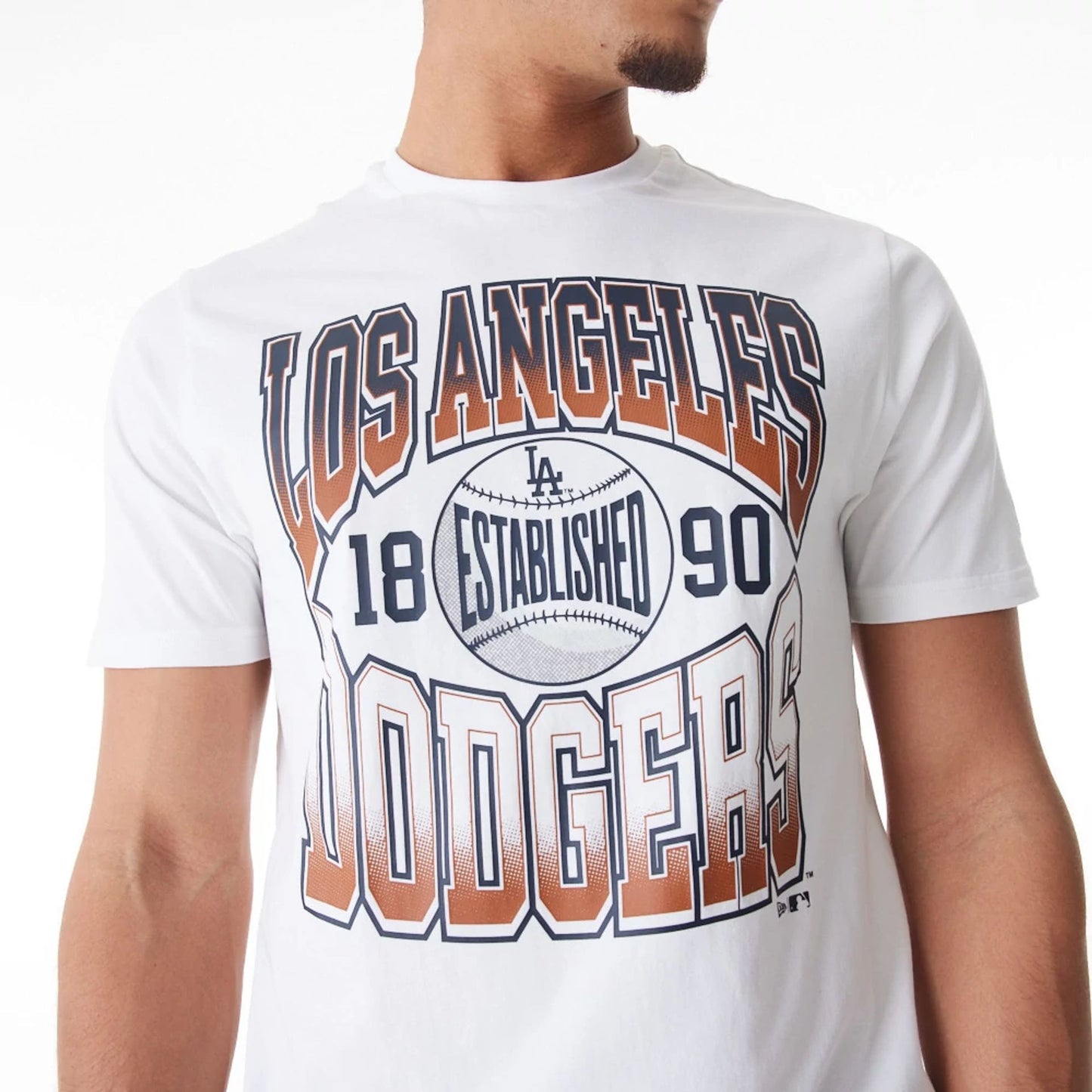 The Male model is wearing LA Dodgers MLB Gradient Graphic White T-Shirt  4