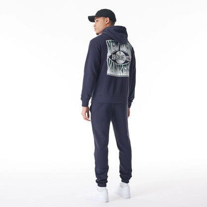 The Male model is wearing New York Yankees MLB Gradient Navy Oversized Pullover Hoodie  6