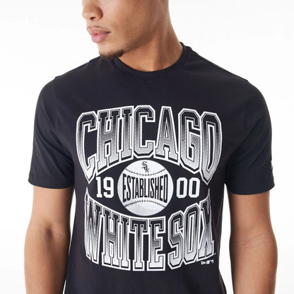 The Male model is wearing Chicago White Sox MLB Gradient Graphic Black T-Shirt  3