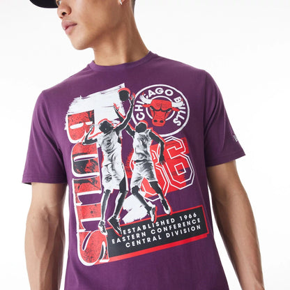 The Male model is wearing Chicago Bulls NBA Player Graphic Dark Purple T-Shirt  8