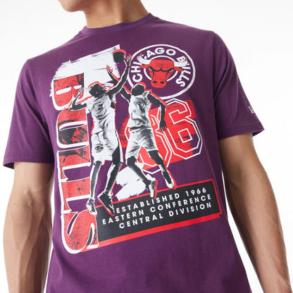 The Male model is wearing Chicago Bulls NBA Player Graphic Dark Purple T-Shirt  5