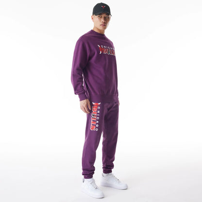 The Male model is wearing Chicago Bulls NBA Graphic Dark Purple Joggers  4