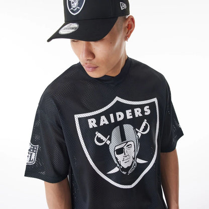 The Male model is wearing Las Vegas Raiders NFL Mesh Black Jersey  3