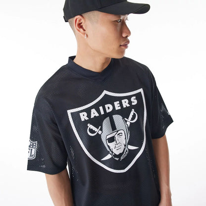 The Male model is wearing Las Vegas Raiders NFL Mesh Black Jersey  5