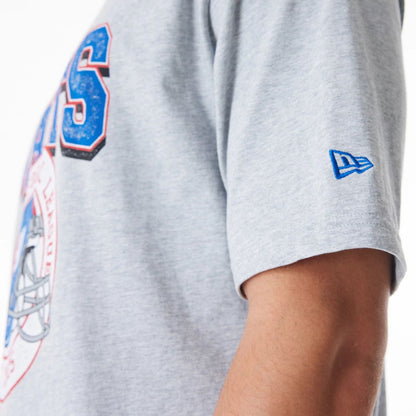 The Male model is wearing New York Giants NFL Helmet Graphic Grey Oversized T-Shirt  4