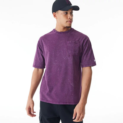 The Male model is wearing  New Era Wash Dark Purple Oversized T-Shirt  3