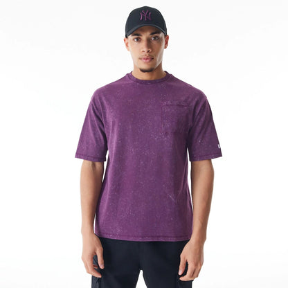 The Male model is wearing  New Era Wash Dark Purple Oversized T-Shirt  1