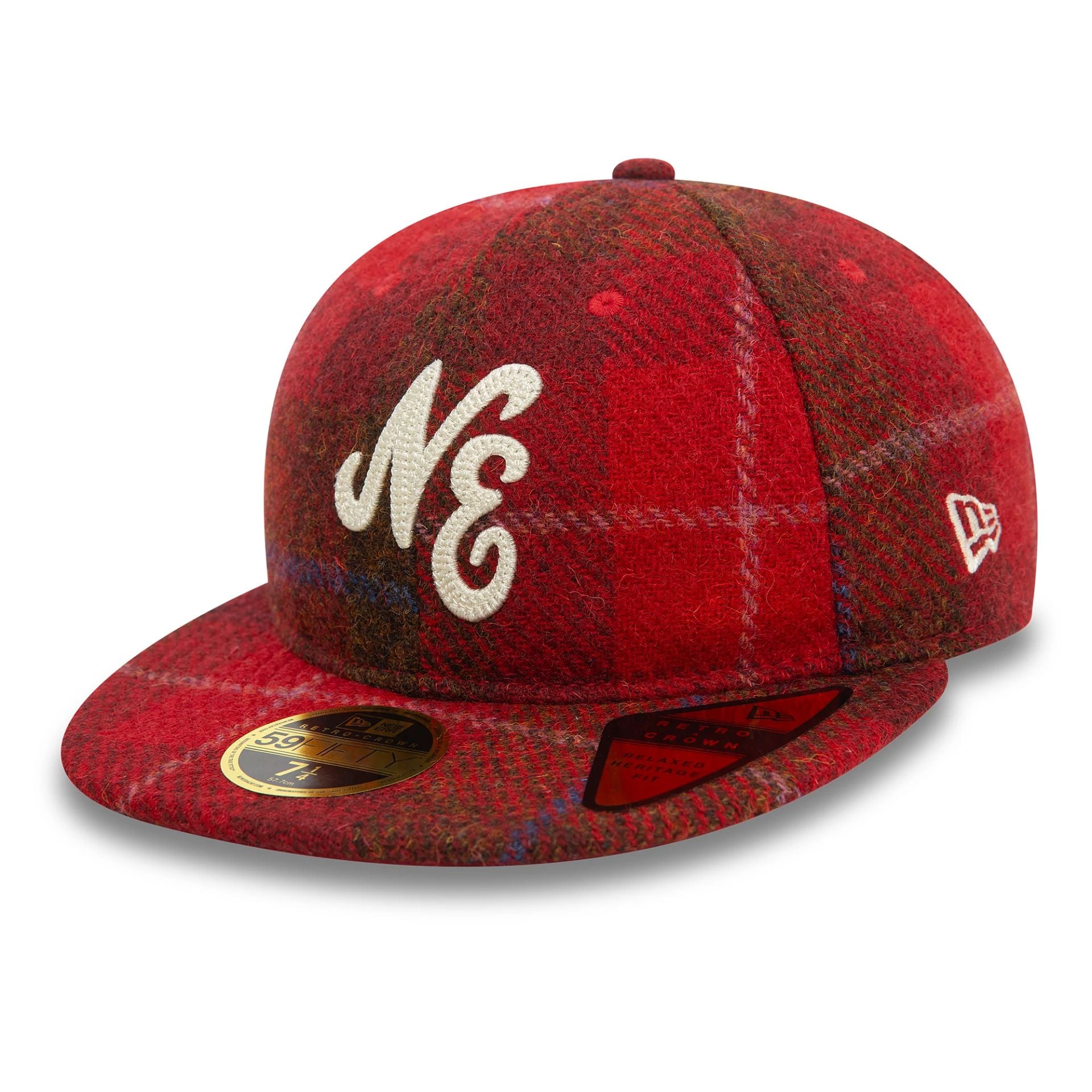 This is a New Era Image Harris Tweed® Dark Red Retro Crown 59FIFTY Fitted Cap 1