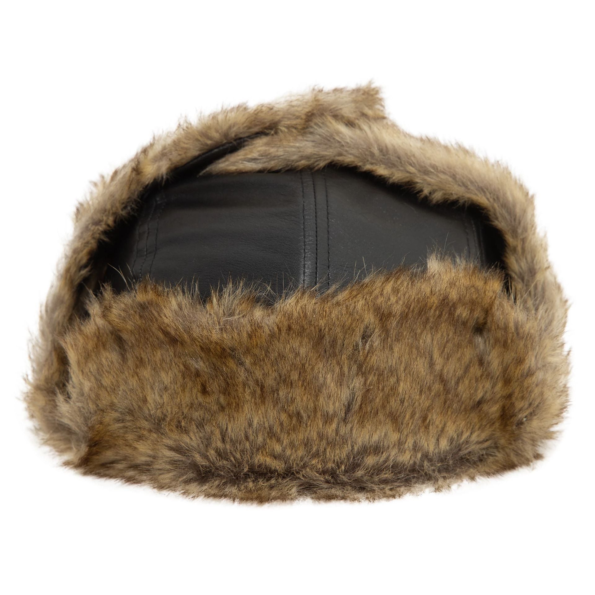 This is a New Era Image Leather Black Trapper Hat 3