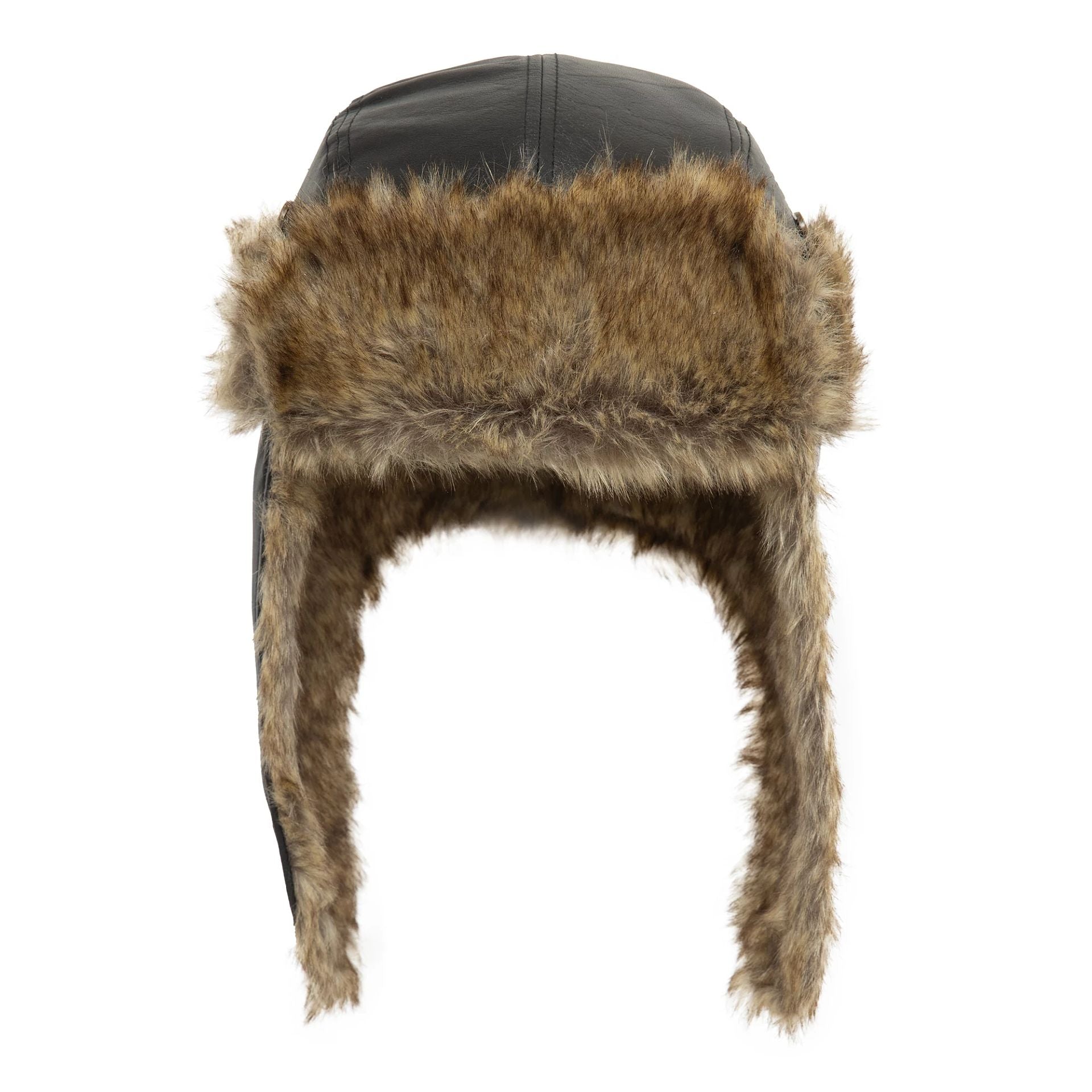 This is a New Era Image Leather Black Trapper Hat 4