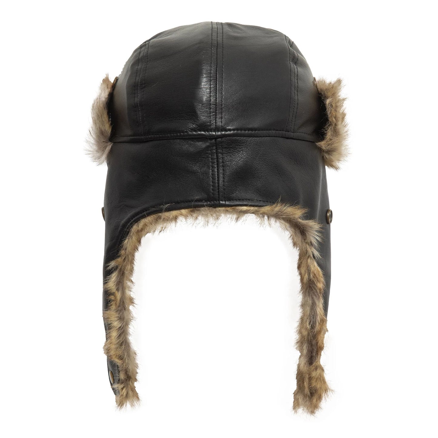 This is a New Era Image Leather Black Trapper Hat 8