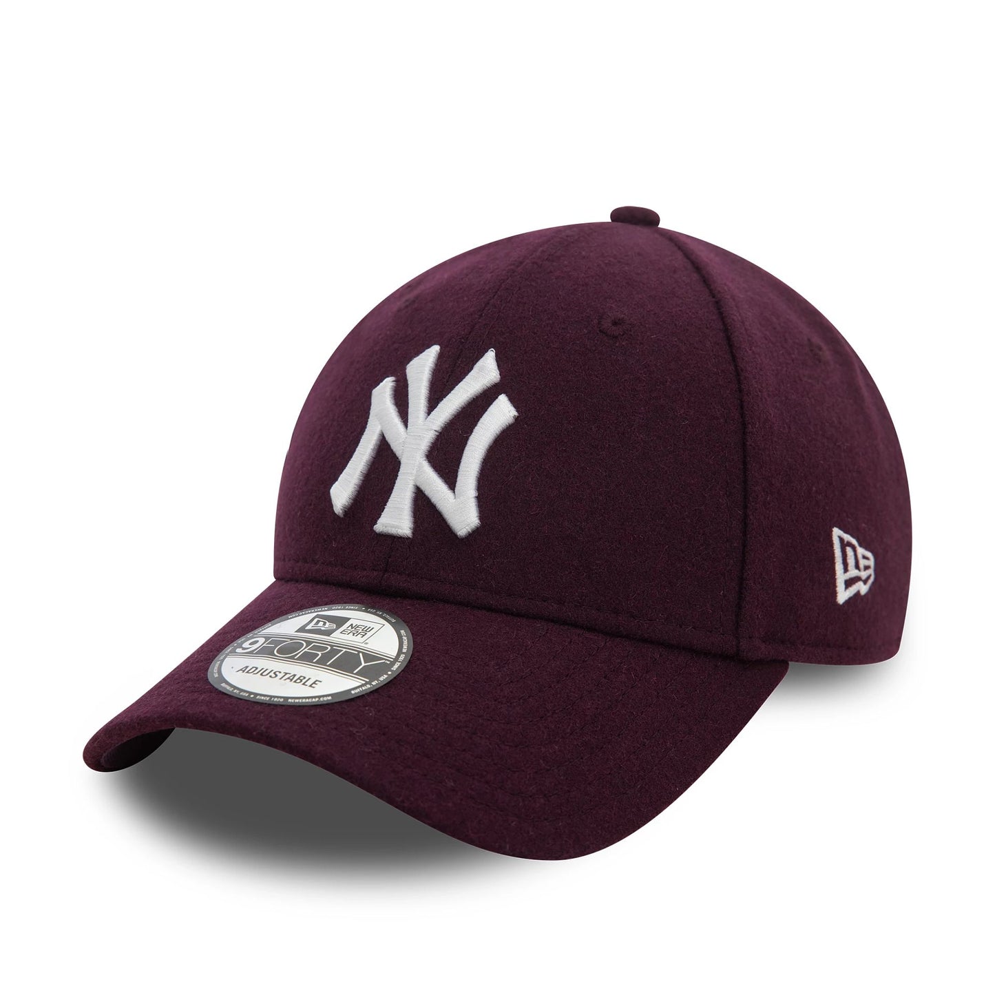 This is a New York Yankees Melton Wool Purple 9FORTY Adjustable Cap 1