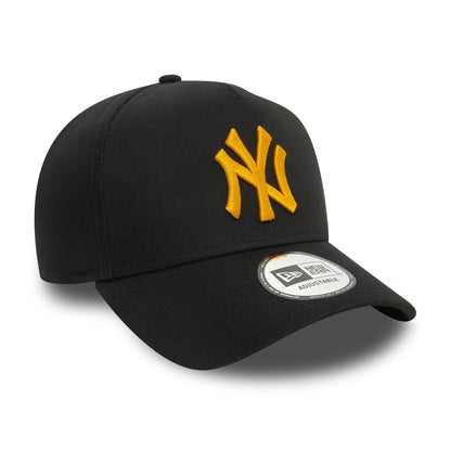 This is a New York Yankees League Essential Black 9FORTY E-Frame Trucker Cap 3