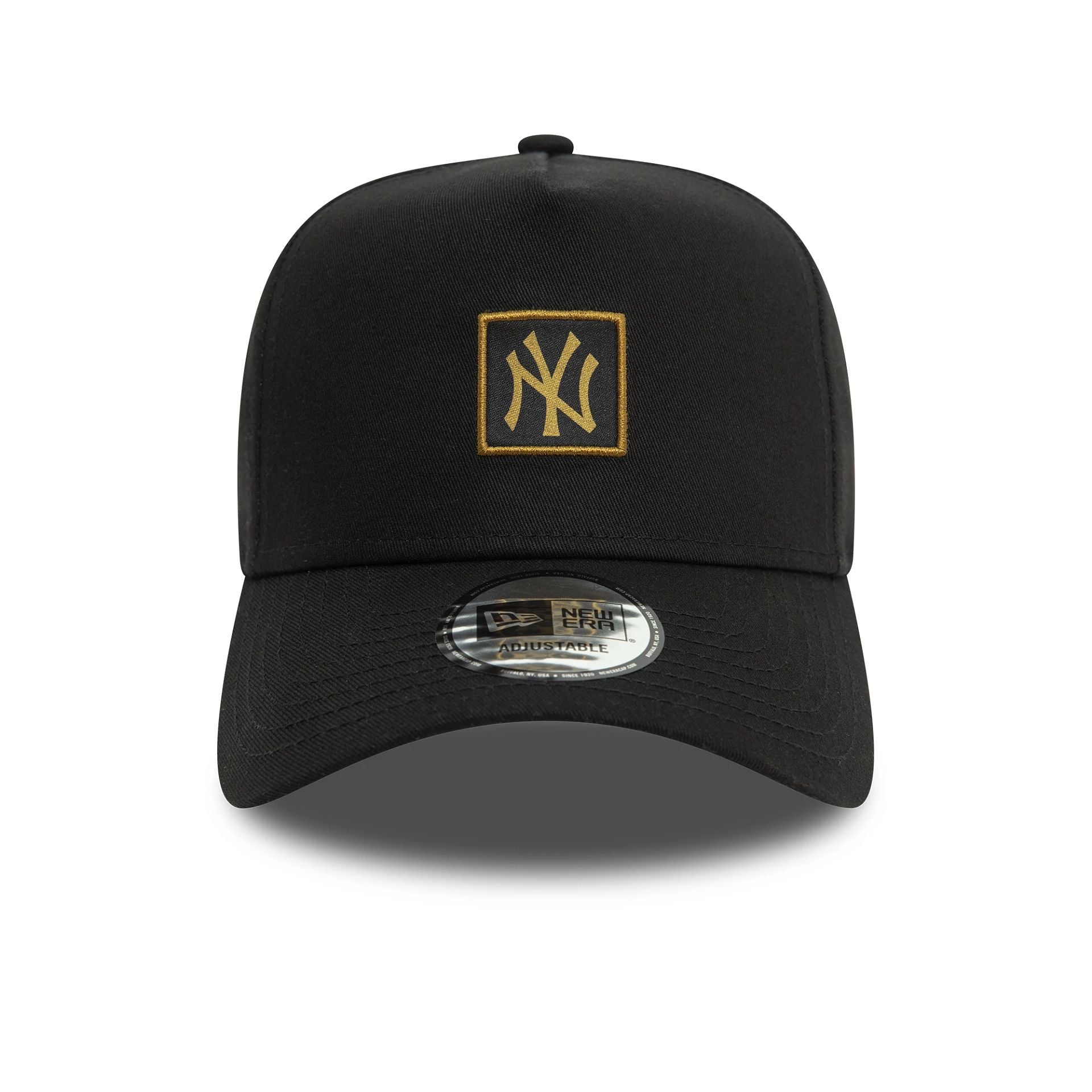 This is a New York Yankees Metallic Patch Black 9FORTY E-Frame Trucker Cap 2