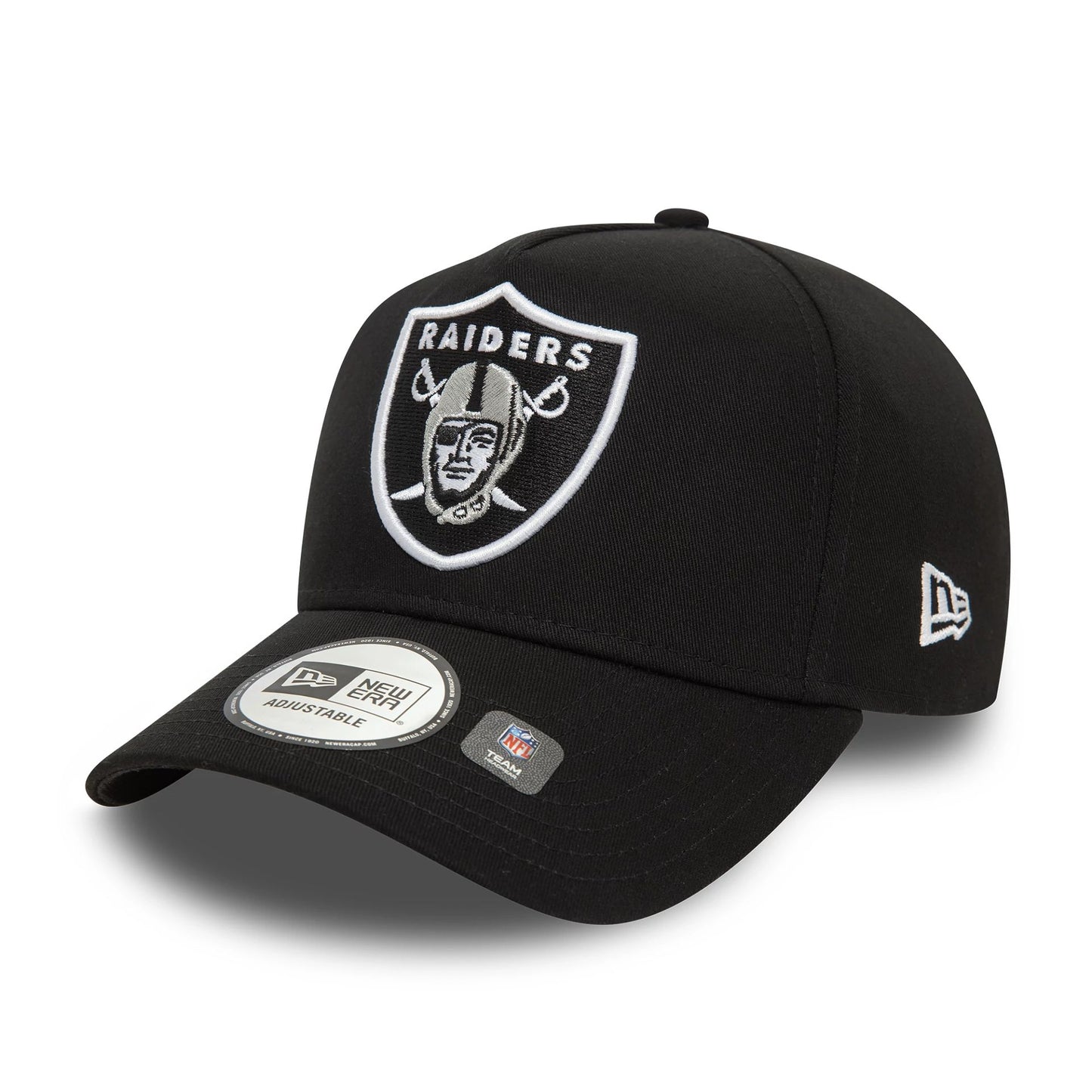 This is a Las Vegas Raiders Patch Black 9FORTY E-Frame Trucker Cap 3