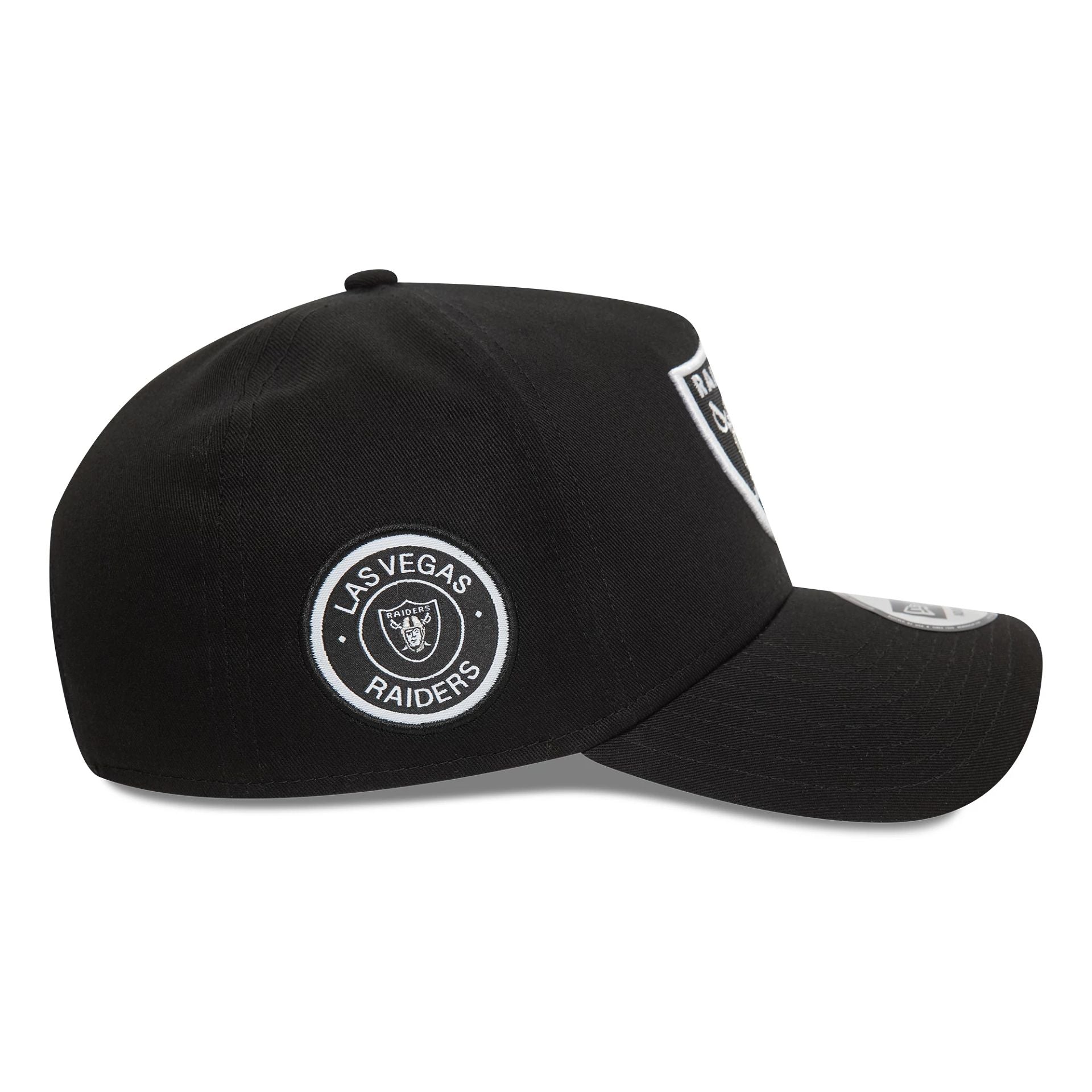 This is a Las Vegas Raiders Patch Black 9FORTY E-Frame Trucker Cap 4