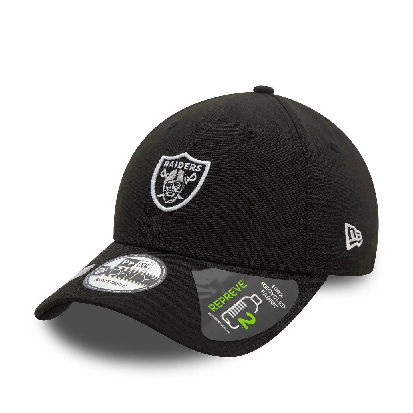 This is a Las Vegas Raiders Repreve® Mini Logo Black 9FORTY Adjustable Cap 1