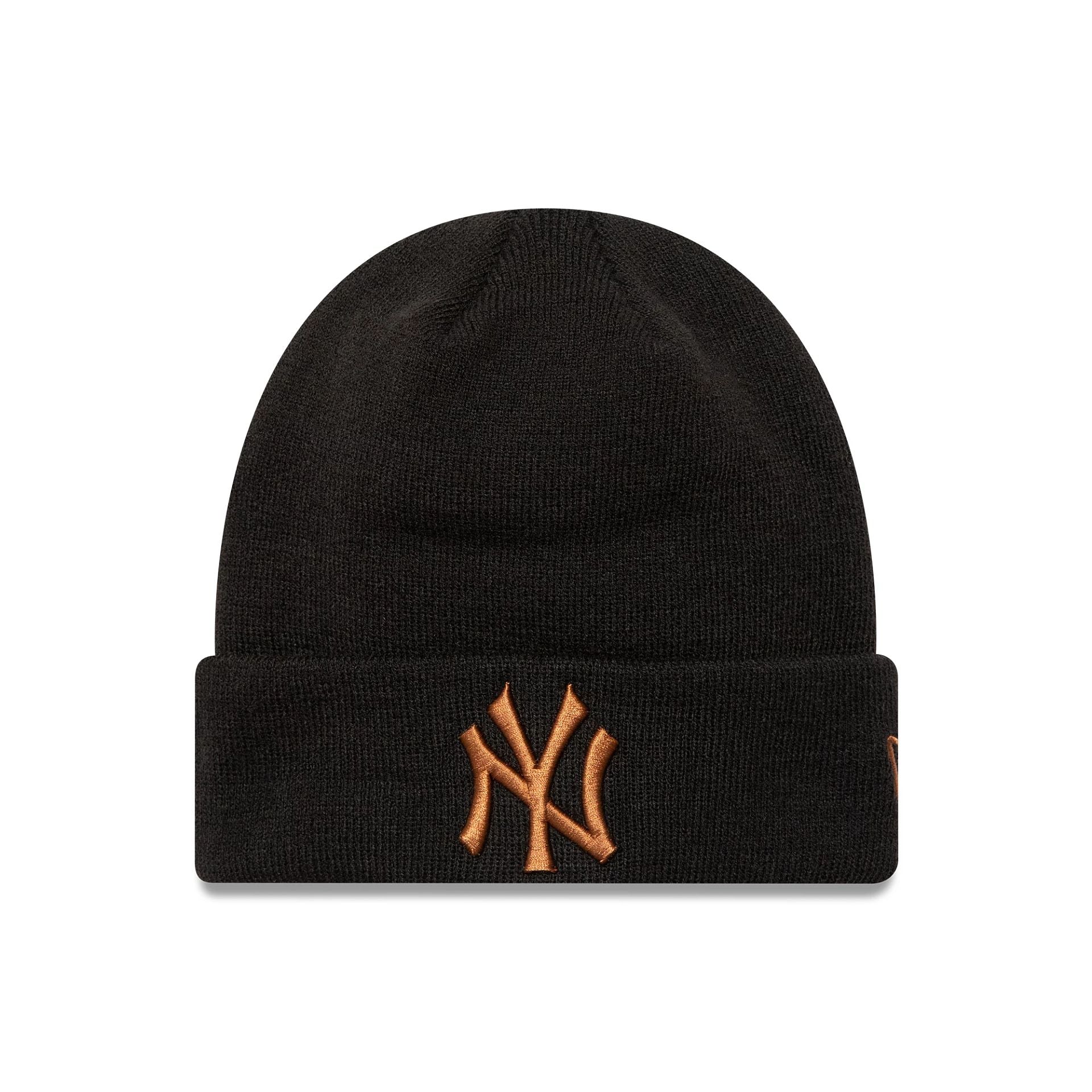 This is a New York Yankees League Essential Black Cuff Knit Beanie Hat 1