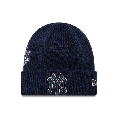 This is a New York Yankees World Series Patch Navy Cuff Knit Beanie Hat 1