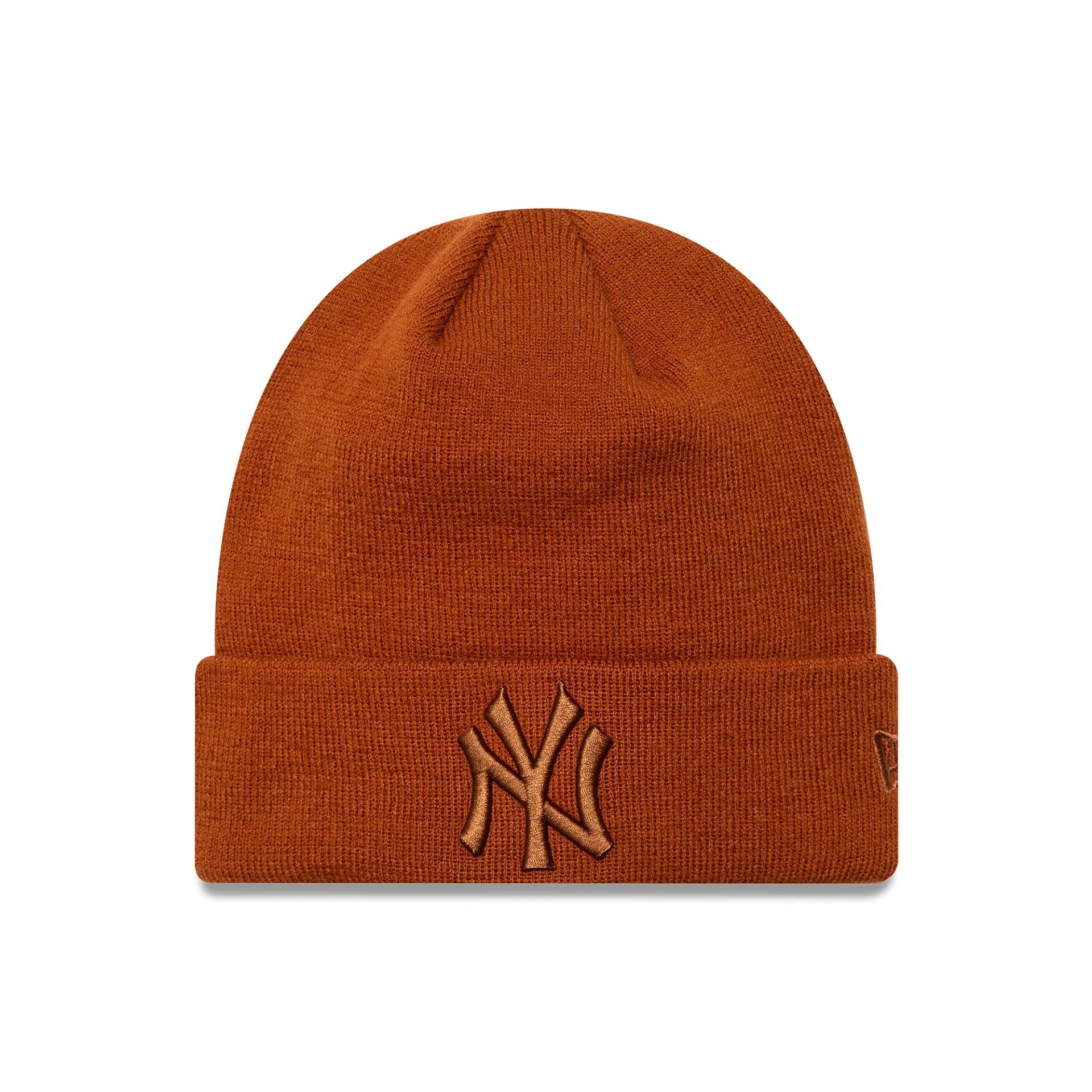 This is a New York Yankees League Essential Brown Cuff Knit Beanie Hat 1