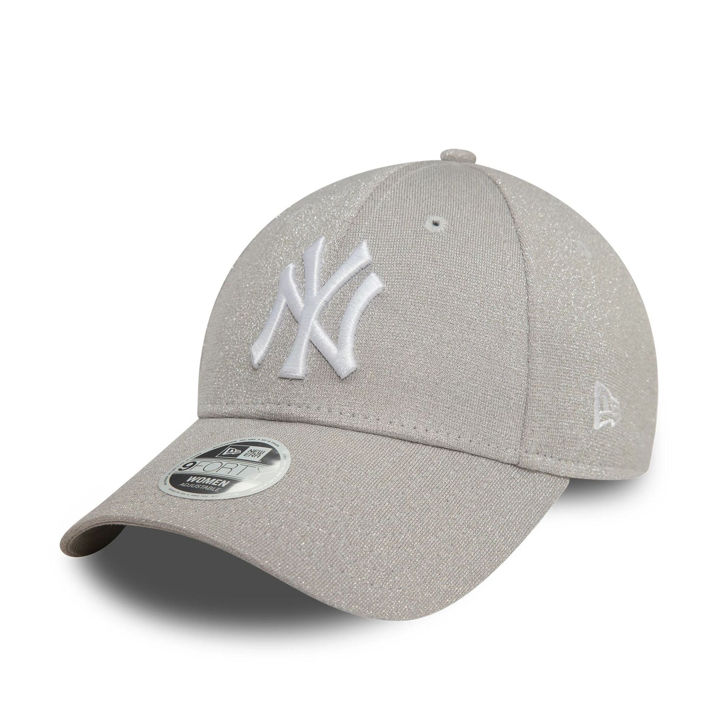 This is a New York Yankees Womens Glitter Silver 9FORTY Adjustable Cap 1