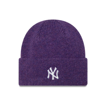 This is a New York Yankees Womens Purple Wide Cuff Knit Beanie Hat 1