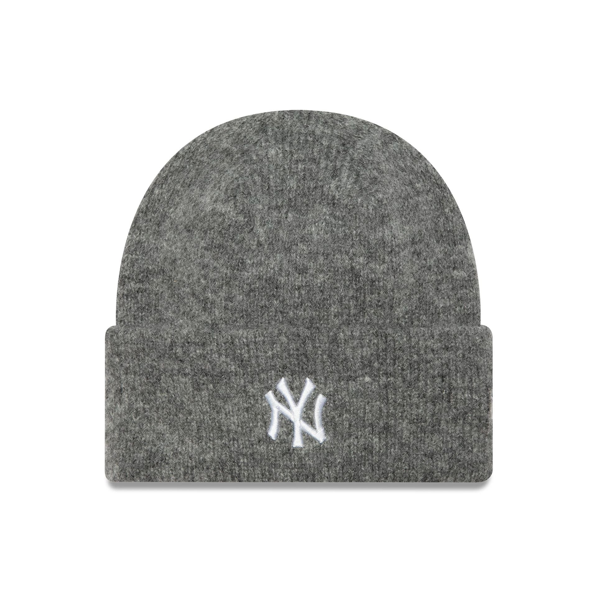 This is a New York Yankees Womens Grey Wide Cuff Knit Beanie Hat 1