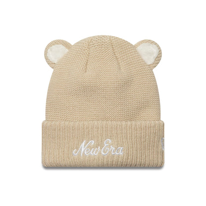 This is a  Toddler New Era Teddy Bear Ears Cream Cuff Knit Beanie Hat 1