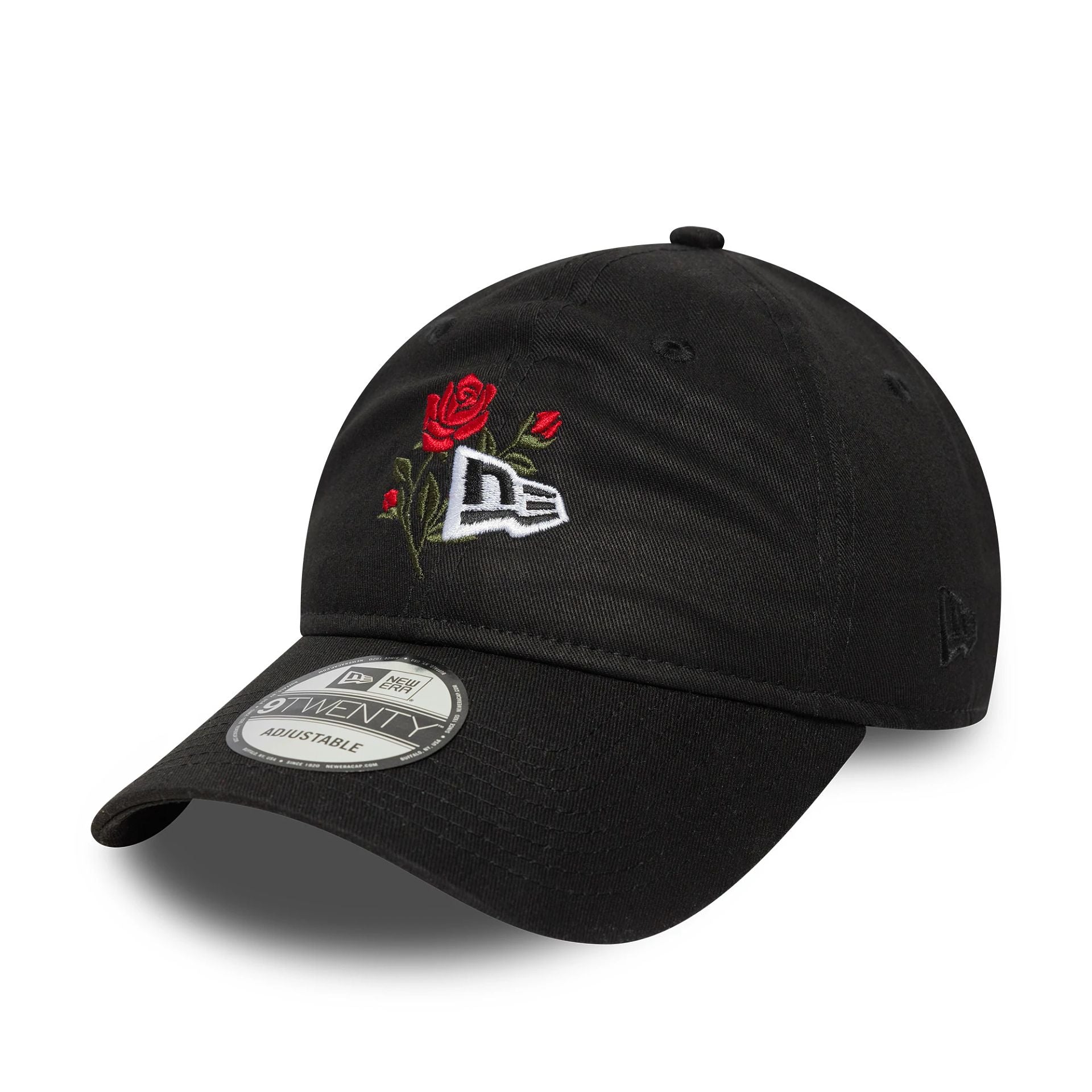 This is a  New Era Rose Icon Black 9TWENTY Adjustable Cap 1