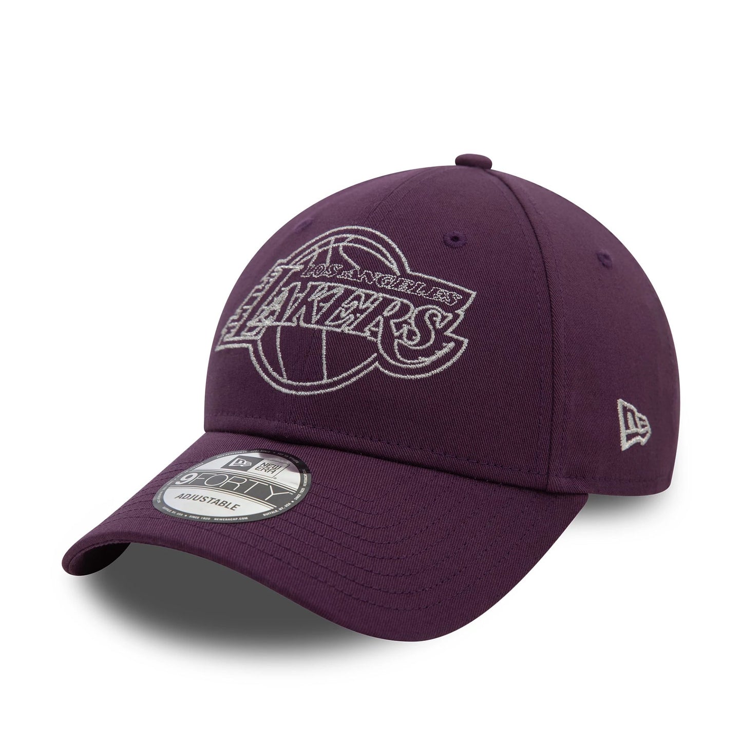 This is a LA Lakers Metallic Outline Dark Purple 9FORTY Adjustable Cap 1