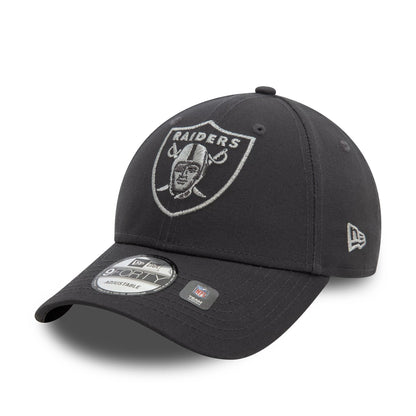 This is a Las Vegas Raiders Metallic Outline Dark Grey 9FORTY Adjustable Cap 1