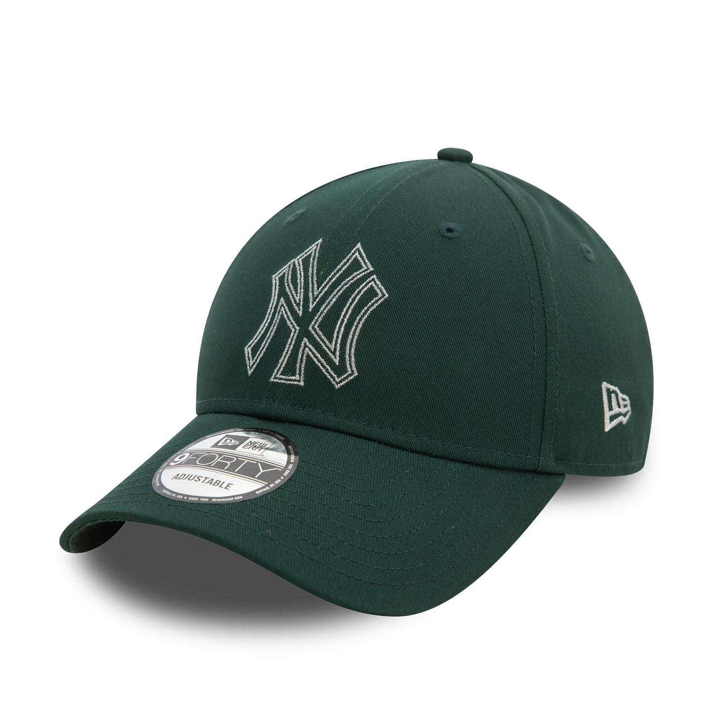 This is a New York Yankees Metallic Outline Dark Green 9FORTY Adjustable Cap 1