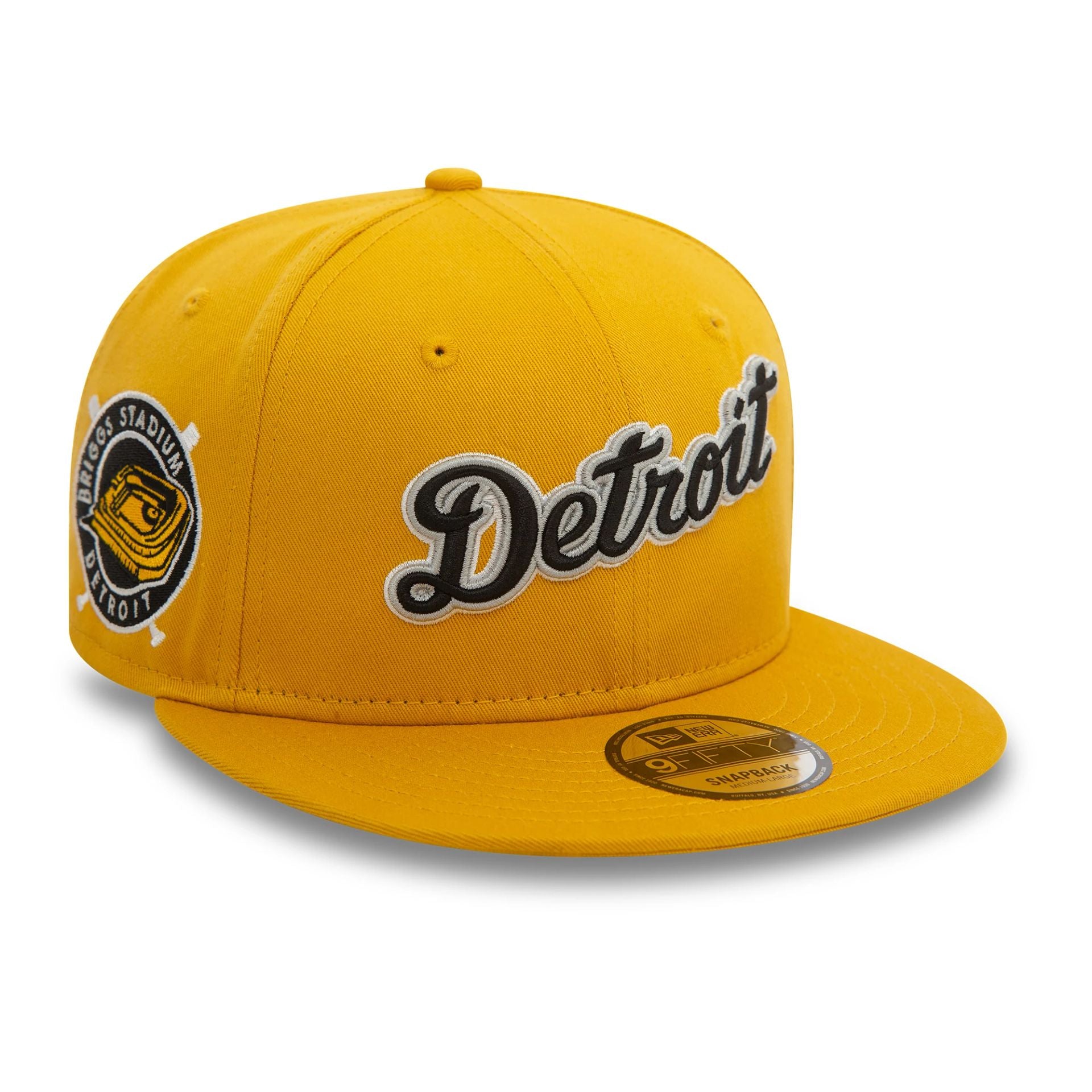 This is a Detroit Tigers Wordmark Patch Dark Yellow 9FIFTY Snapback Cap 1