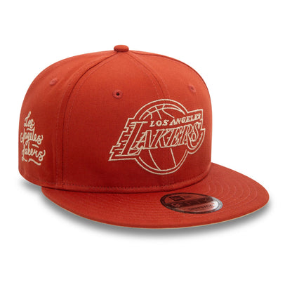 This is a LA Lakers NBA Wordmark Light Brown 9FIFTY Snapback Cap 1